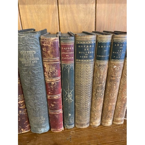 240 - Antique Books:  a collection of quarter, half and full leather bound books in French and German to i... 