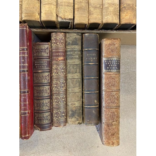 241 - Antique Books: a collection of half, full leather and cloth bound books, to include Chronicles of Ca... 