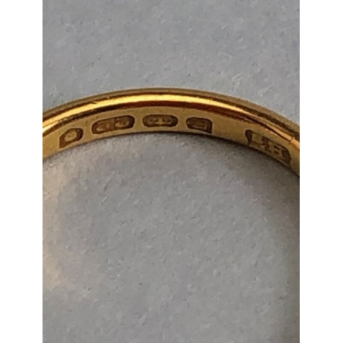 25 - Fully hallmarked 22ct Gold ring size approx J and 2.2g