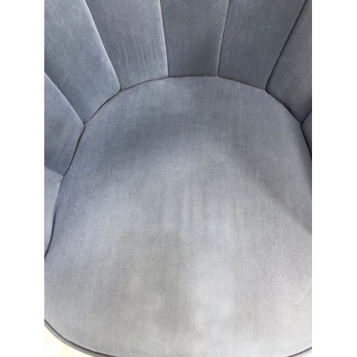 250 - Tub Chair, modern padded Tub Chair with fluted scallop back on chrome legs upholstered in grey faux ... 