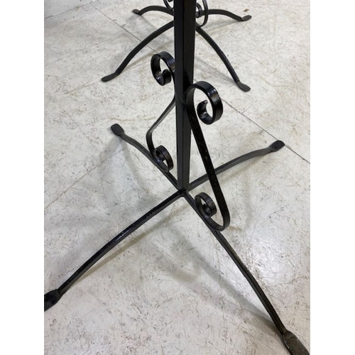 258 - Wrought Iron Rails, a pair of modern clothes hanging rails, the uprights of wrought iron in the Vict... 