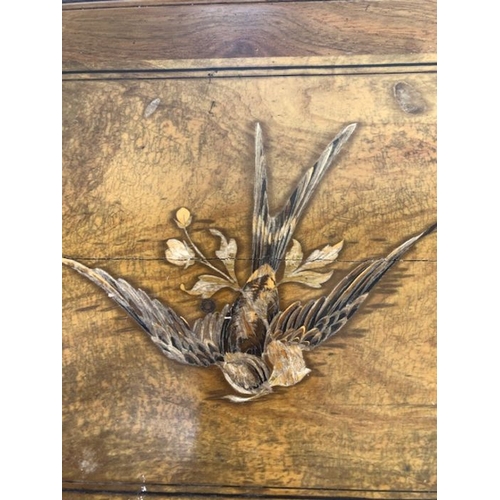 265 - Antique furniture, 19th century occasional table with marquetry top bearing the design of a swallow ... 