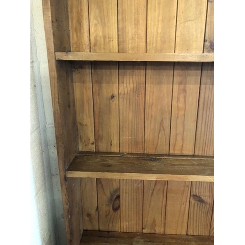 269 - Pine dresser with shelves over, two drawers and cupboard under, approx 126cm x 49cm x 190cm tall