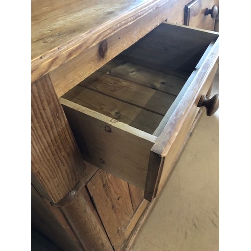 269 - Pine dresser with shelves over, two drawers and cupboard under, approx 126cm x 49cm x 190cm tall