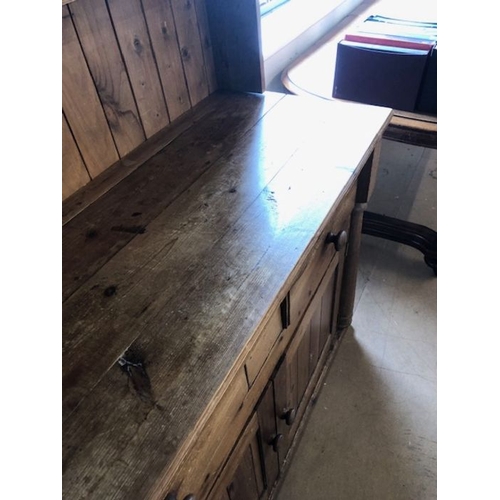 269 - Pine dresser with shelves over, two drawers and cupboard under, approx 126cm x 49cm x 190cm tall