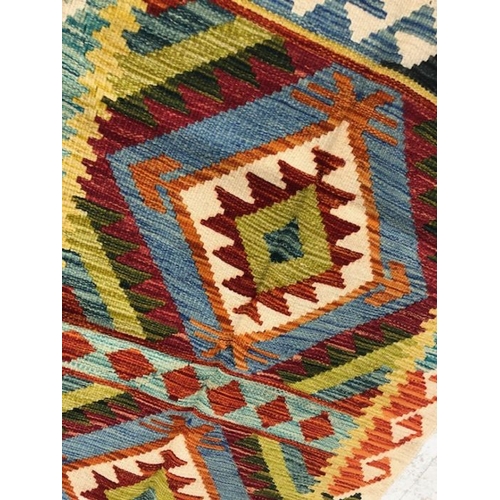 271 - Oriental Rug, Hand Knotted Wool Chobi Kilim with geometric pattern Approximately 120 x 79cm