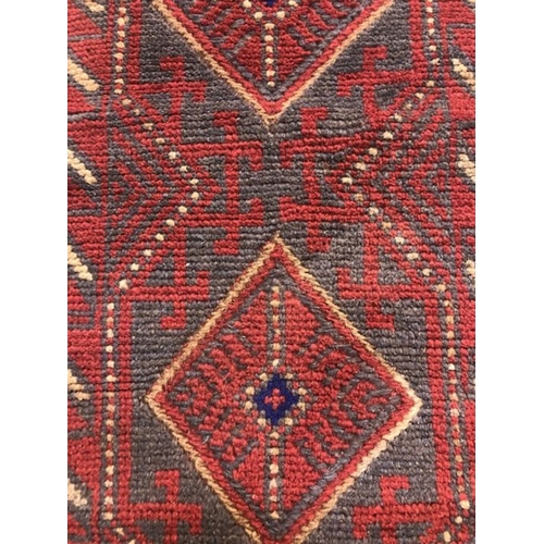 272 - Oriental rug, Hand knotted wool  Meshwani Runner with geometric pattern, approximately 227 x 53cm.