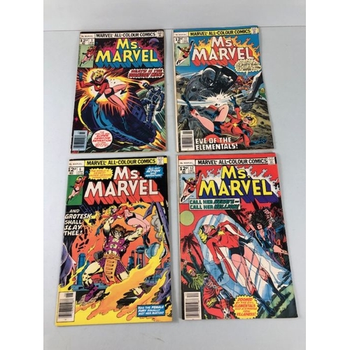 281 - Marvel comics , collection of comics from the 1970s  featuring Ms Marvel  random numbers between 3 -... 