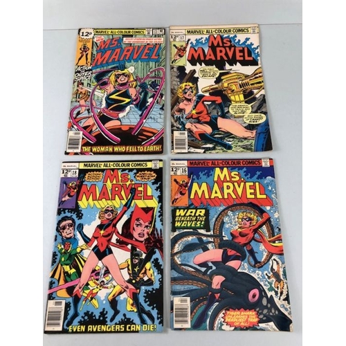 281 - Marvel comics , collection of comics from the 1970s  featuring Ms Marvel  random numbers between 3 -... 