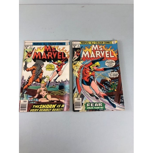 281 - Marvel comics , collection of comics from the 1970s  featuring Ms Marvel  random numbers between 3 -... 