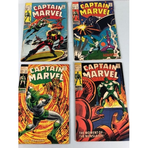 286 - Marvel Comics, collection of comics from 1960s and 70s featuring, Captain Marvel a run of 5-13  then... 