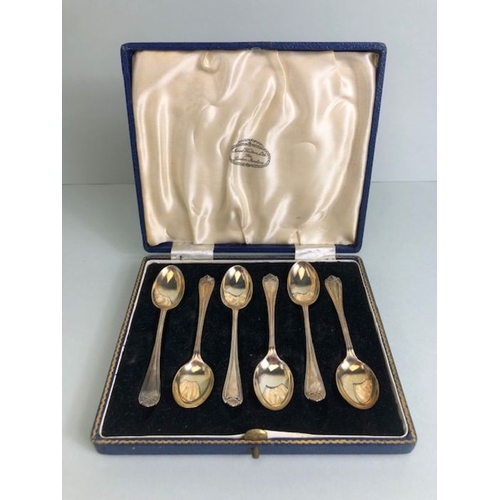 3 - Set of six boxed hallmarked Silver spoons for Sheffield by maker Cooper Brothers & Sons Ltd