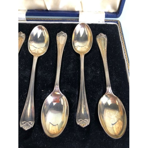 3 - Set of six boxed hallmarked Silver spoons for Sheffield by maker Cooper Brothers & Sons Ltd