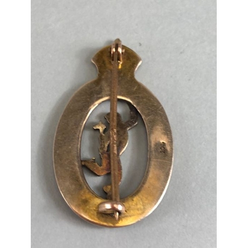 30 - Military Interest: 9CT GOLD & ENAMEL 