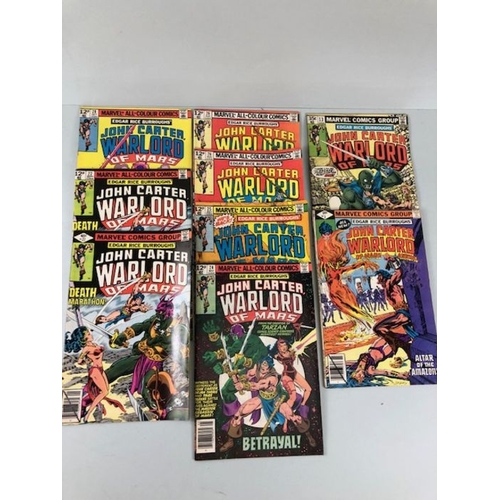 301 - Marvel Comics, collection of comics featuring John Carter Warlord of Mars from the 1970s, 9 comics i... 