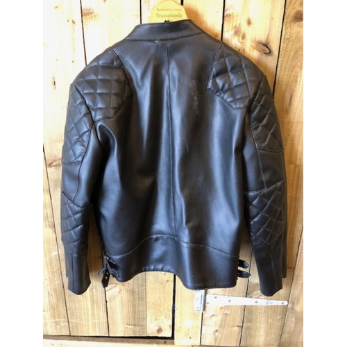 311A - Vintage Clothing , 1 black leather biker style jacket, labelled size large