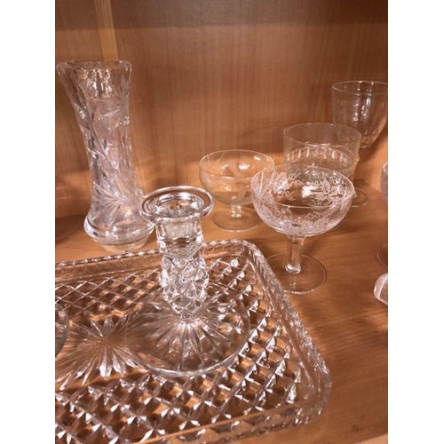 312 - Glass Ware, a quantity of antique and vintage glass wares, to include decanters, dressing table set,... 