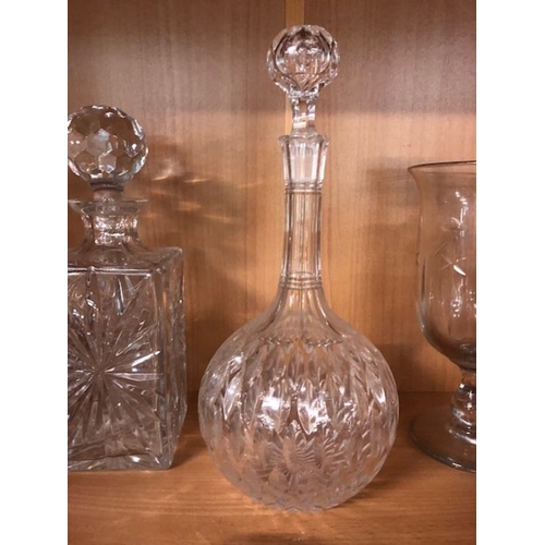 312 - Glass Ware, a quantity of antique and vintage glass wares, to include decanters, dressing table set,... 