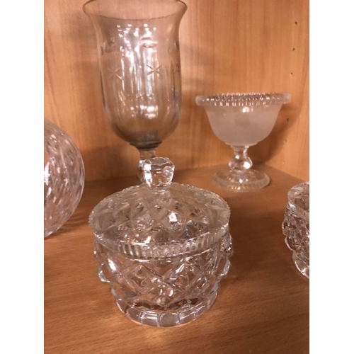 312 - Glass Ware, a quantity of antique and vintage glass wares, to include decanters, dressing table set,... 