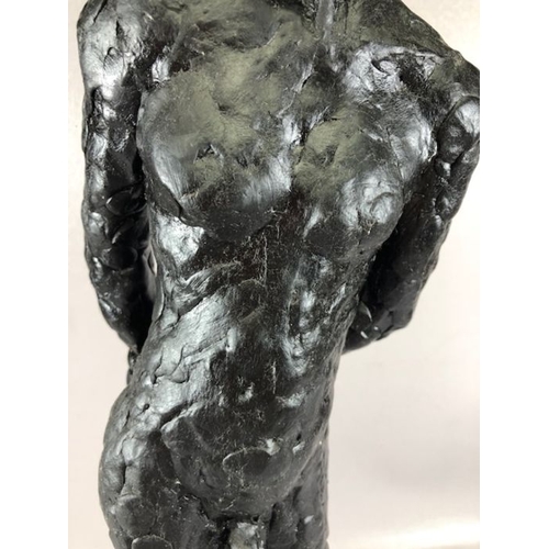 322 - Art Sculpture interest, a maquette clay sculpture of a naked man standing with his hands behind his ... 