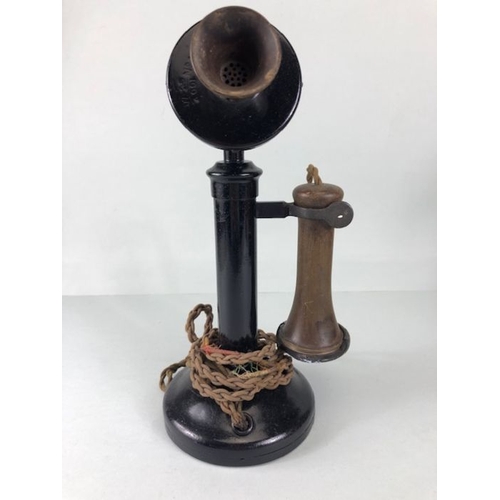 334 - Antique Telephones. two 1904 candlestick telephones , pre dial exchange connect models, metal bodies... 