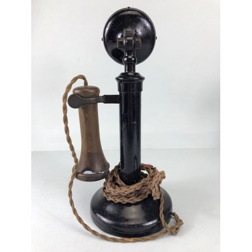 334 - Antique Telephones. two 1904 candlestick telephones , pre dial exchange connect models, metal bodies... 