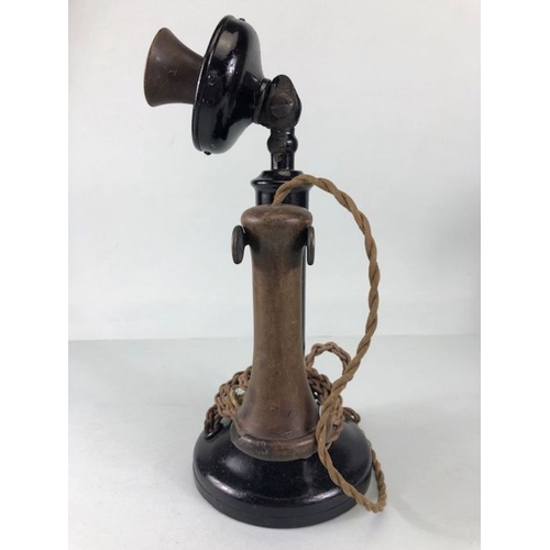 334 - Antique Telephones. two 1904 candlestick telephones , pre dial exchange connect models, metal bodies... 