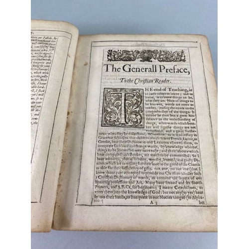 344 - Antique books, A Christian Dictionary, Thomas Wilson Third Edition 1622, with hand written notes fro... 