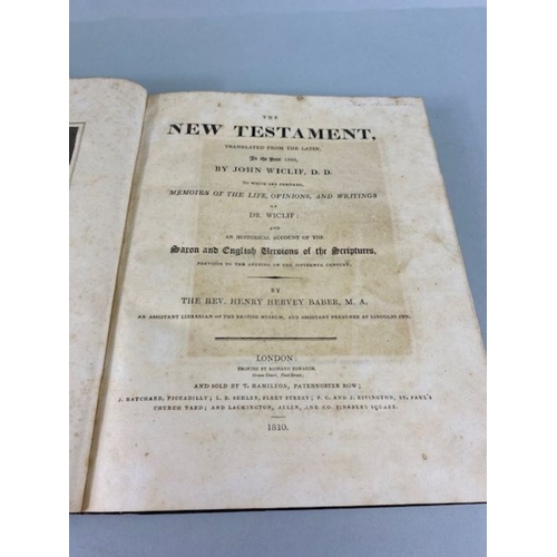 345 - Antique books, the New Testament Translated from Latin By John Wiclif D.D 1810 and a collection of m... 