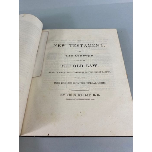 345 - Antique books, the New Testament Translated from Latin By John Wiclif D.D 1810 and a collection of m... 