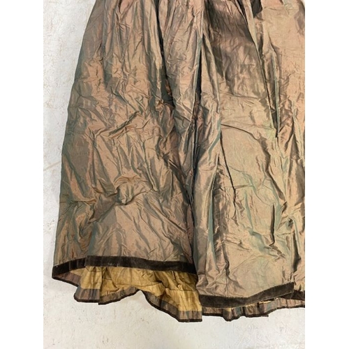 346 - Vintage clothing, 2 Victorian dresses one being a bronze iridescent taffeta skirt with boned bodice ... 