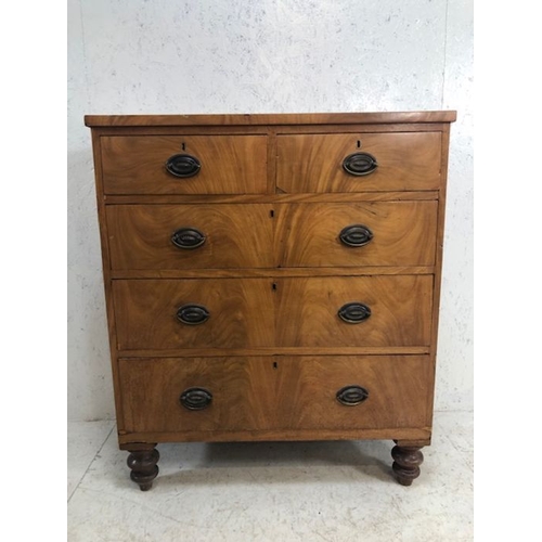 347 - Satinwood chest / secretaire with drop down writing desk and four drawers, approx 91cm x 45cm x 107c... 