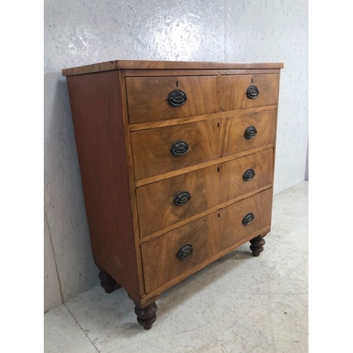 347 - Satinwood chest / secretaire with drop down writing desk and four drawers, approx 91cm x 45cm x 107c... 