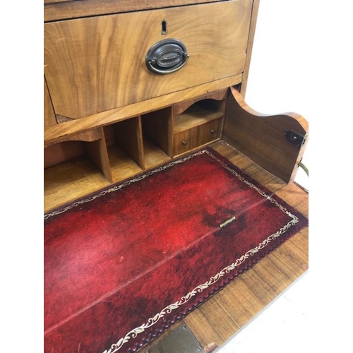 347 - Satinwood chest / secretaire with drop down writing desk and four drawers, approx 91cm x 45cm x 107c... 