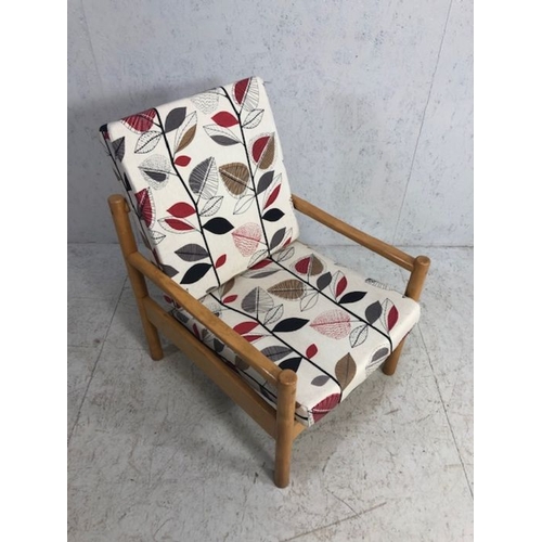 351 - Vintage ERCOL model 749 blonde lounge chair, with upholstered cushions