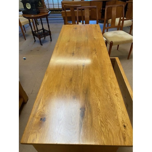 352 - Contemporary polished oak sideboard by 'Shire Oak', with five drawers and two cupboards, approx 137c... 