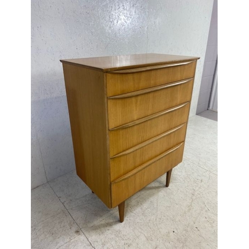 359 - Mid Century flight of five drawers (chest of drawers), on tapering legs