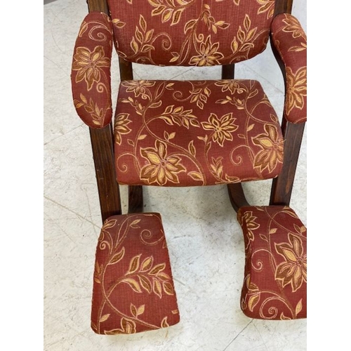 364 - Interesting upholstered rocking chair with foot rests and adjustable headrest