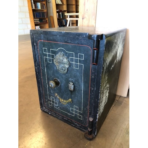 366 - Vintage metal safe with keys