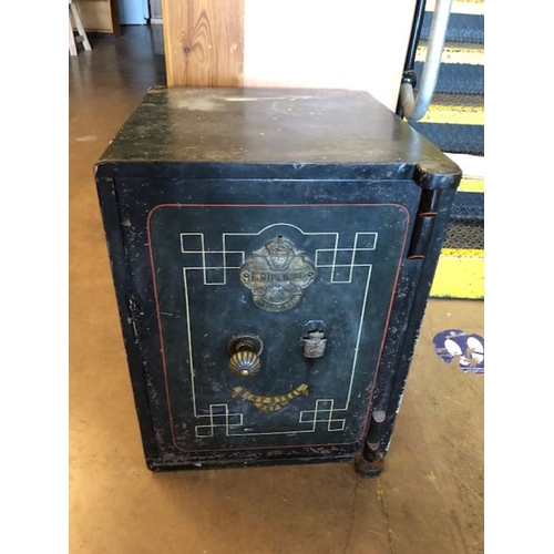 366 - Vintage metal safe with keys