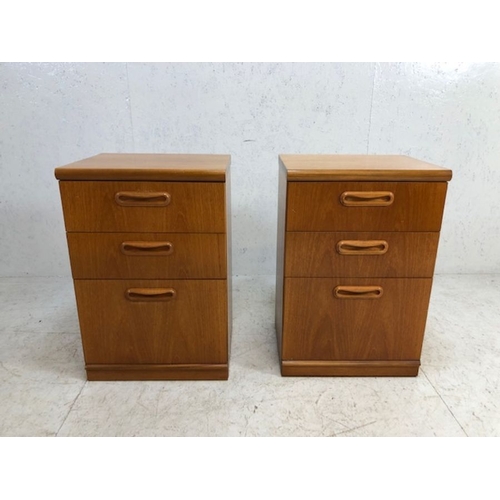 367 - Pair of three drawer Mid Century style bedside tables