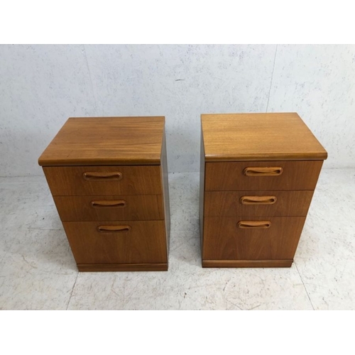 367 - Pair of three drawer Mid Century style bedside tables