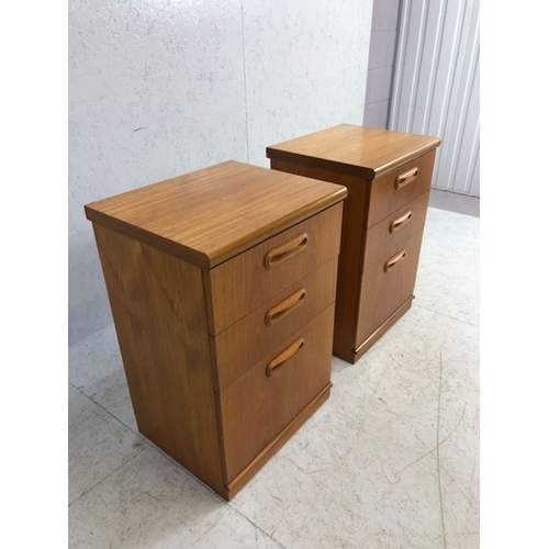 367 - Pair of three drawer Mid Century style bedside tables