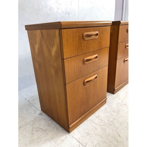 367 - Pair of three drawer Mid Century style bedside tables