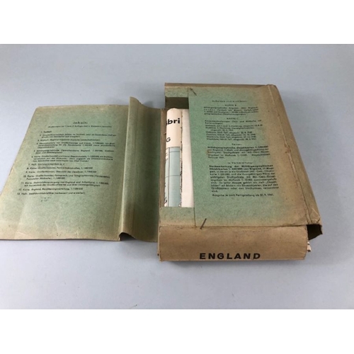 379 - Military interest, WW2 German Luftwaffe  Maps and map books in slip cases covering Europe And Englan... 