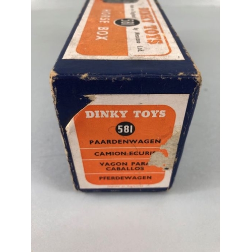 382 - Vintage toys, Dinky Toys 581 Horse box in original box along with Dinky toys Jaguar 157