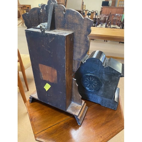 389 - Two mantle clocks, one marble and a octagonal occasional table on castors