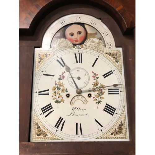 391 - WATKIN OWEN, LLANRWST, Victorian longcase clock, the dial marked 'W. Owen Llanrwst', painted arch mo... 