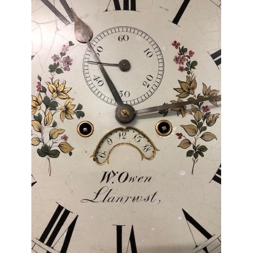 391 - WATKIN OWEN, LLANRWST, Victorian longcase clock, the dial marked 'W. Owen Llanrwst', painted arch mo... 