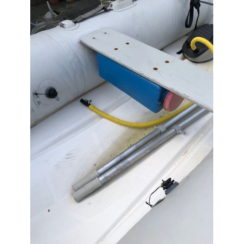 412 - Bombard Ridged Inflatable RIB boat model AX 5001 approx 10ft long on road trailer with winch and spa... 